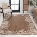 Palm Coastal Cottage Palm Frond Border Indoor/Outdoor Area Rug