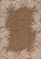 Palm Coastal Cottage Palm Frond Border Indoor/Outdoor Area Rug