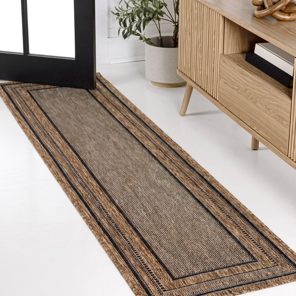 Woollen Classic Casual Border Stripe Indoor/Outdoor Area Rug