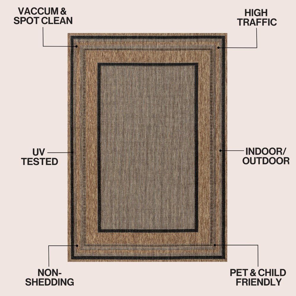 Woollen Classic Casual Border Stripe Indoor/Outdoor Area Rug