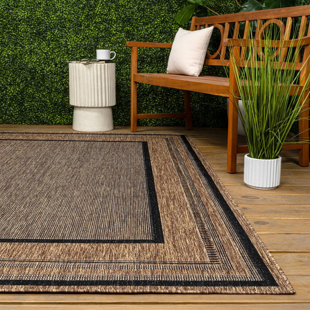 Woollen Classic Casual Border Stripe Indoor/Outdoor Area Rug