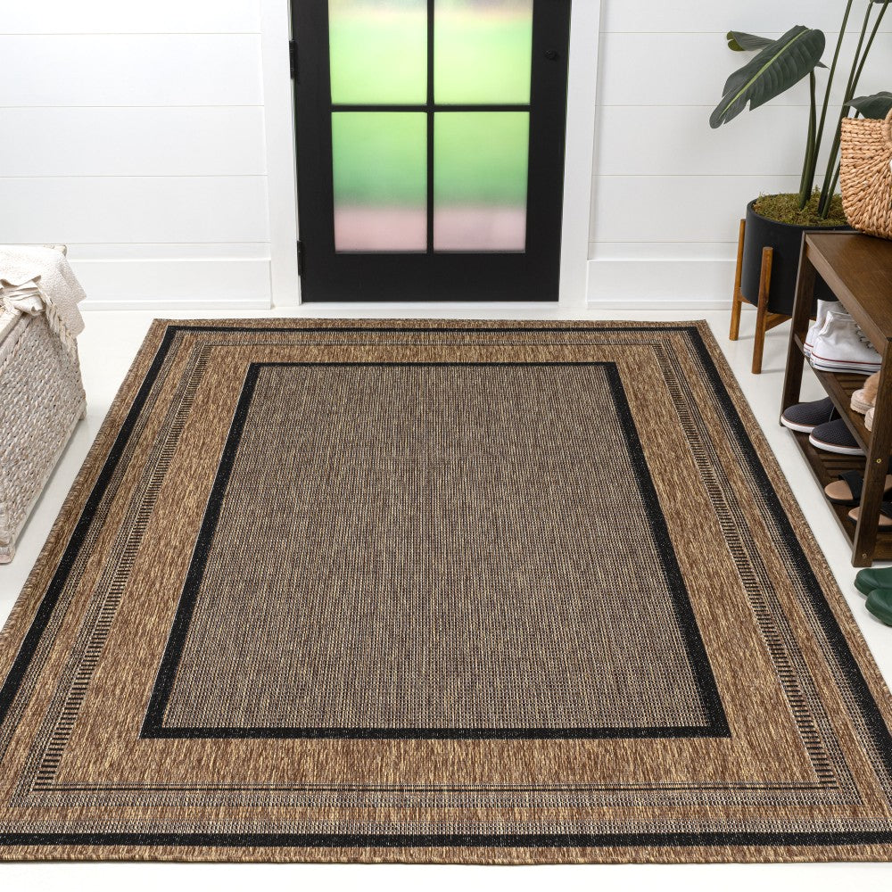 Woollen Classic Casual Border Stripe Indoor/Outdoor Area Rug