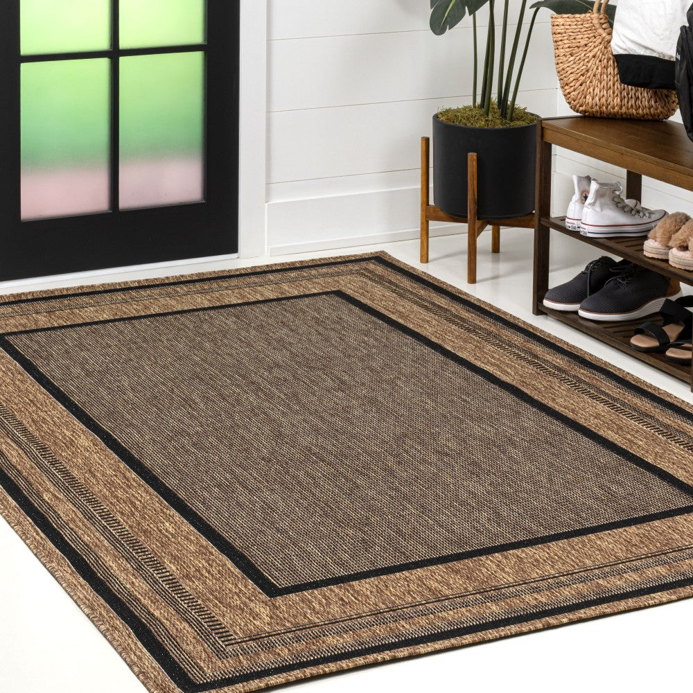 Woollen Classic Casual Border Stripe Indoor/Outdoor Area Rug