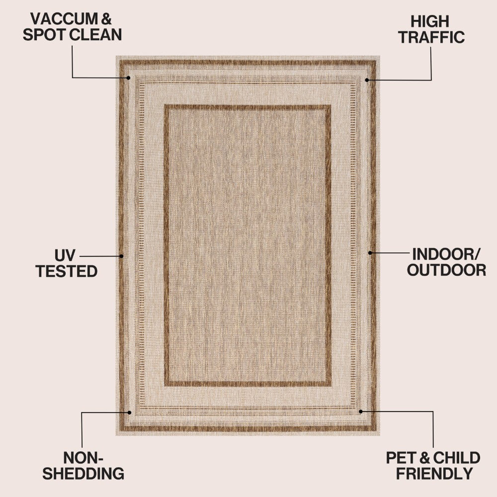 Woollen Classic Casual Border Stripe Indoor/Outdoor Area Rug
