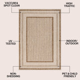 Woollen Classic Casual Border Stripe Indoor/Outdoor Area Rug