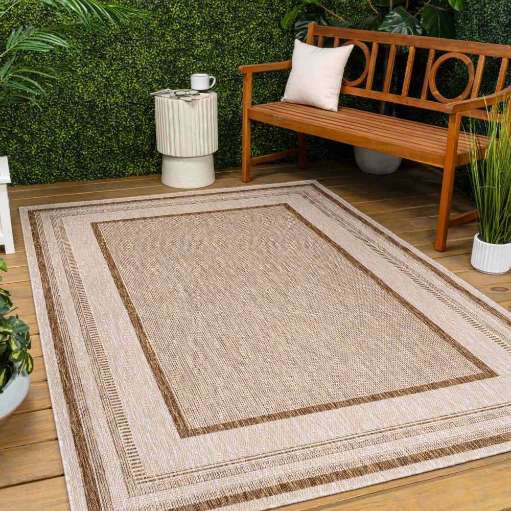 Woollen Classic Casual Border Stripe Indoor/Outdoor Area Rug