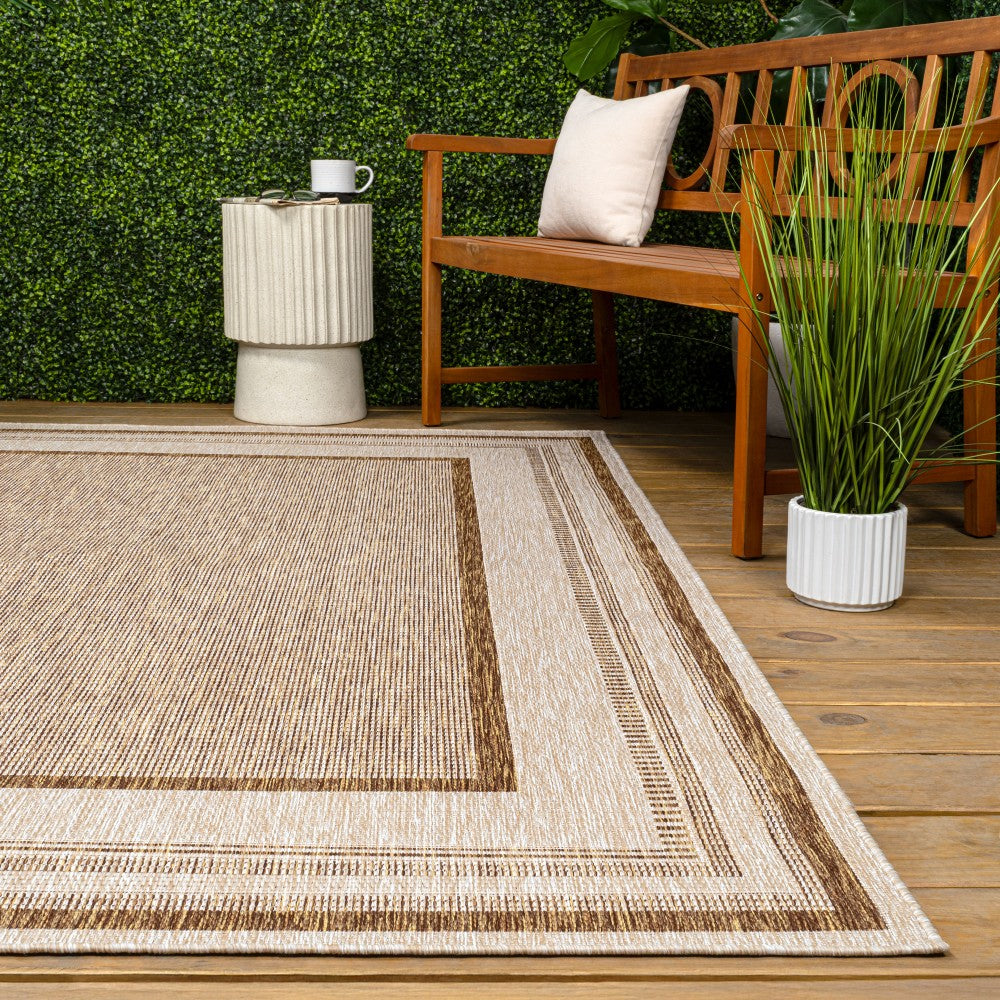 Woollen Classic Casual Border Stripe Indoor/Outdoor Area Rug