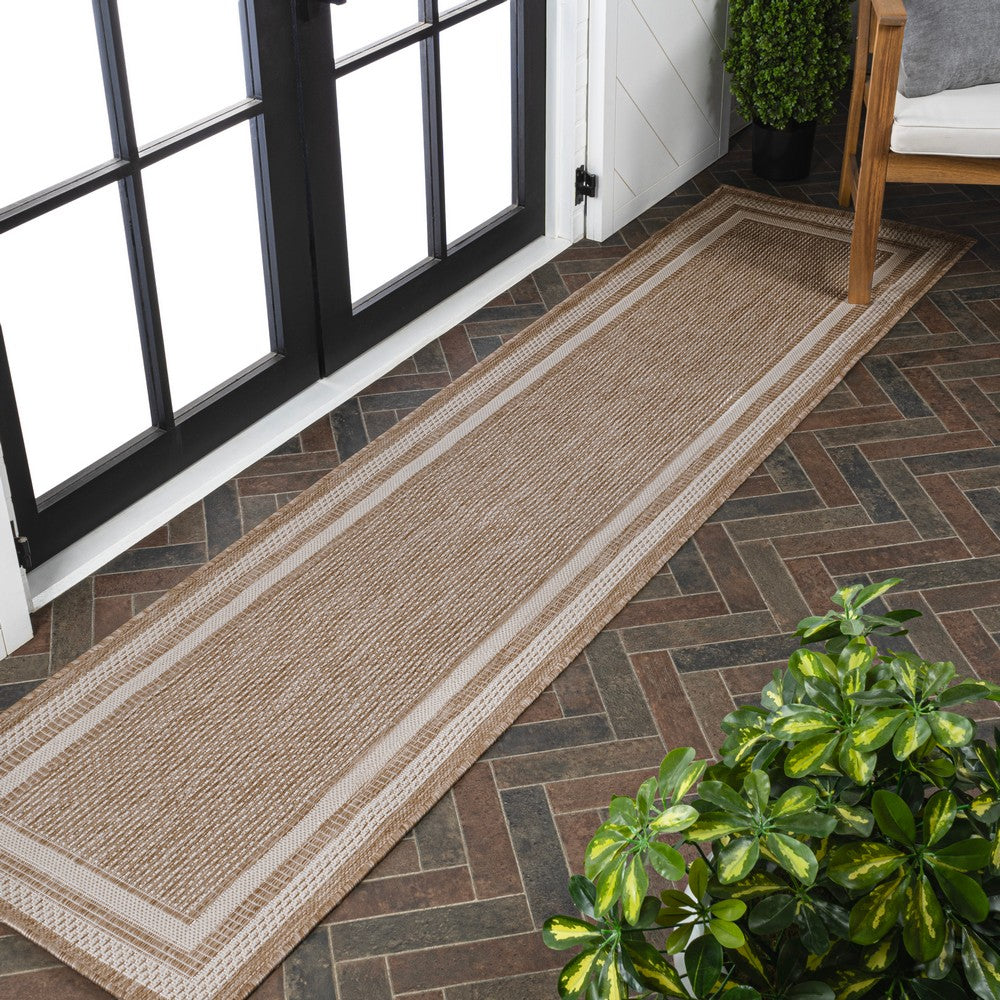 Thin Classic 3-Stripe Border Indoor/Outdoor Area Rug