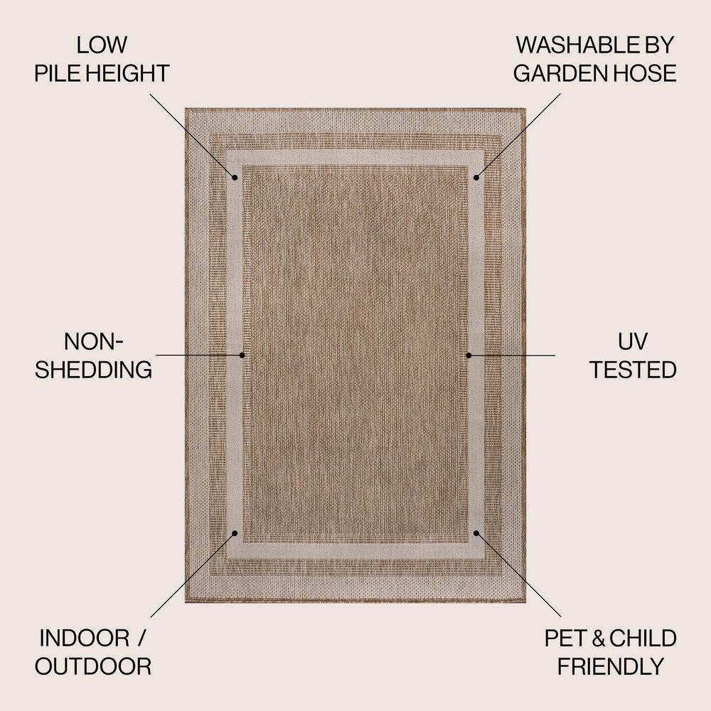 Thin Classic 3-Stripe Border Indoor/Outdoor Area Rug