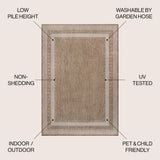 Thin Classic 3-Stripe Border Indoor/Outdoor Area Rug