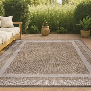 Thin Classic 3-Stripe Border Indoor/Outdoor Area Rug