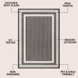 Thin Classic 3-Stripe Border Indoor/Outdoor Area Rug
