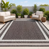 Thin Classic 3-Stripe Border Indoor/Outdoor Area Rug