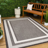 Thin Classic 3-Stripe Border Indoor/Outdoor Area Rug