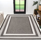 Thin Classic 3-Stripe Border Indoor/Outdoor Area Rug