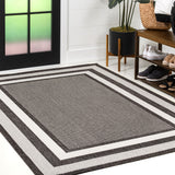 Thin Classic 3-Stripe Border Indoor/Outdoor Area Rug