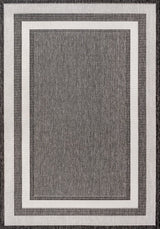Thin Classic 3-Stripe Border Indoor/Outdoor Area Rug