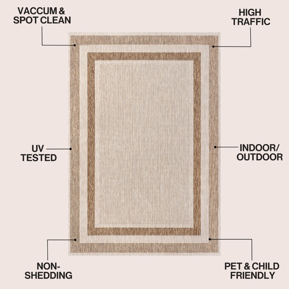 Thin Classic 3-Stripe Border Indoor/Outdoor Area Rug