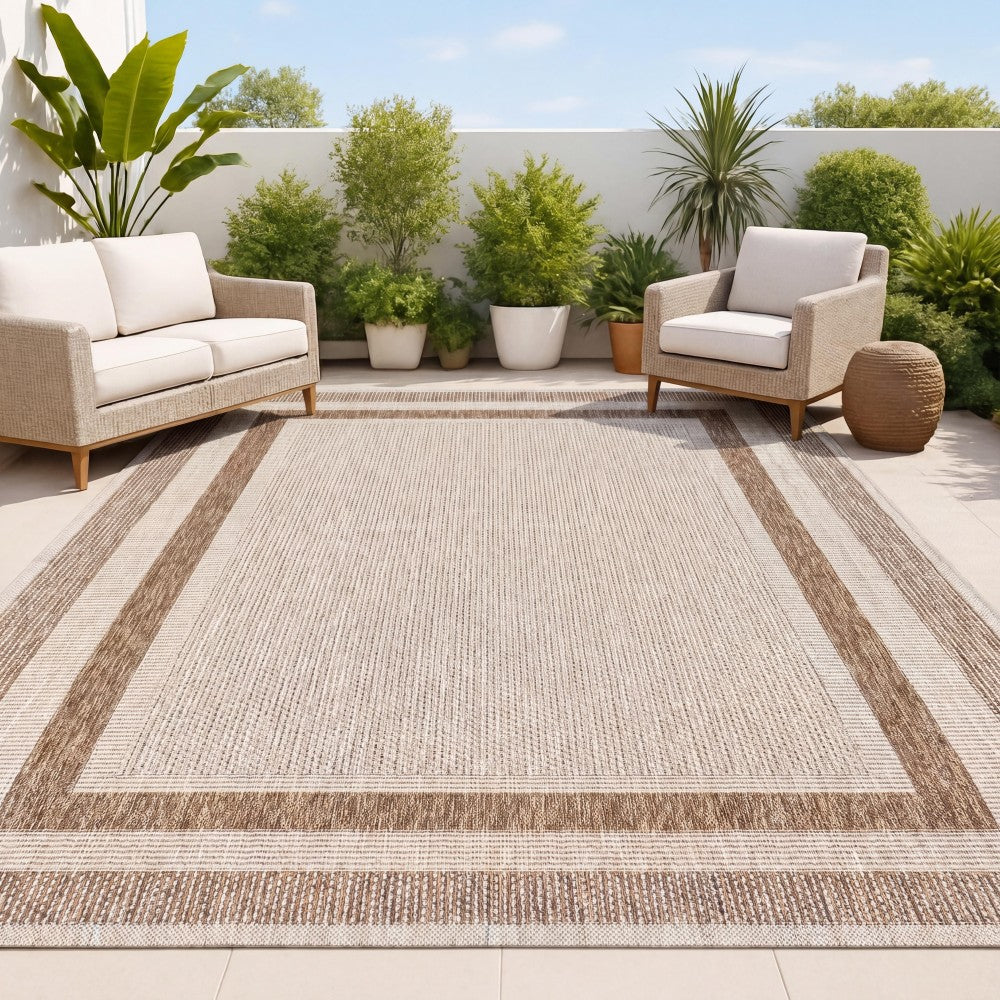 Thin Classic 3-Stripe Border Indoor/Outdoor Area Rug