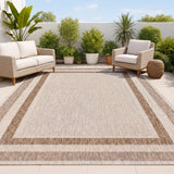 Thin Classic 3-Stripe Border Indoor/Outdoor Area Rug