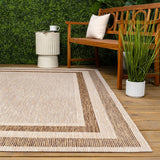 Thin Classic 3-Stripe Border Indoor/Outdoor Area Rug