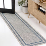 Thin Classic 3-Stripe Border Indoor/Outdoor Area Rug