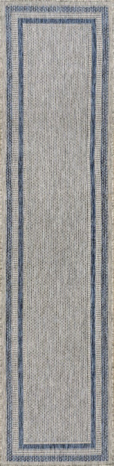 Thin Classic 3-Stripe Border Indoor/Outdoor Area Rug