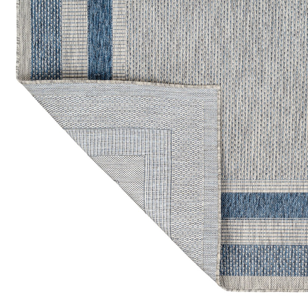 Thin Classic 3-Stripe Border Indoor/Outdoor Area Rug