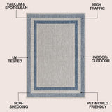 Thin Classic 3-Stripe Border Indoor/Outdoor Area Rug