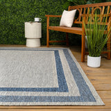 Thin Classic 3-Stripe Border Indoor/Outdoor Area Rug