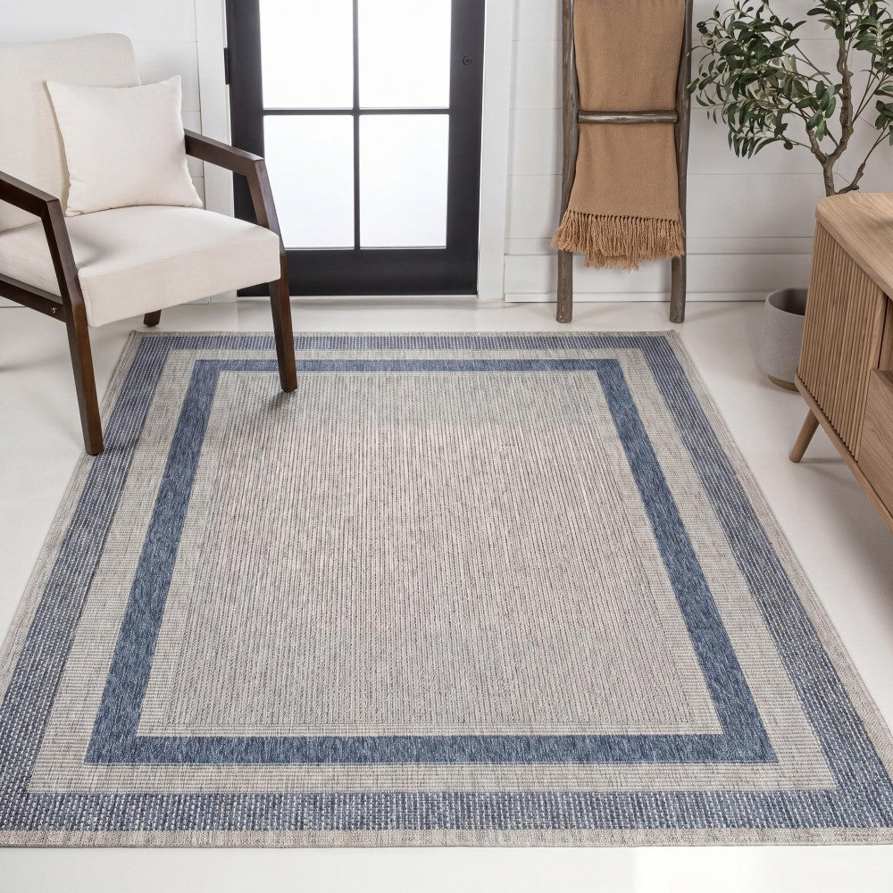 Thin Classic 3-Stripe Border Indoor/Outdoor Area Rug