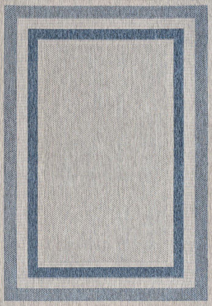 Thin Classic 3-Stripe Border Indoor/Outdoor Area Rug