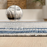 Thin Classic 3-Stripe Border Indoor/Outdoor Area Rug