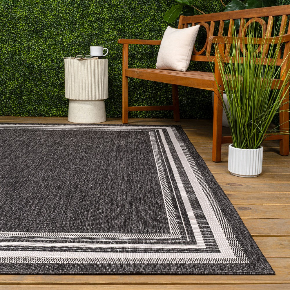 Barclay Traditional Casual Pinstripe Border Indoor/Outdoor Area Rug