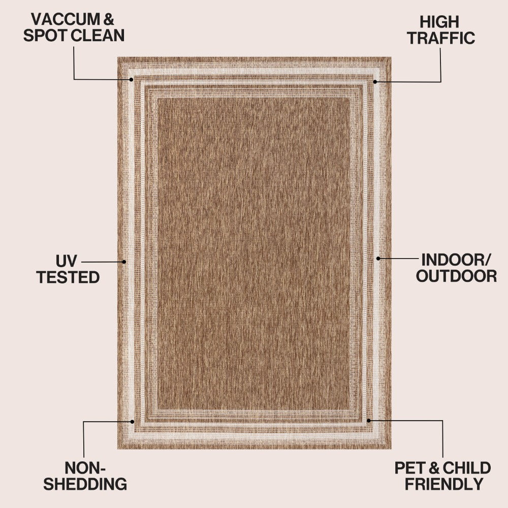 Barclay Traditional Casual Pinstripe Border Indoor/Outdoor Area Rug