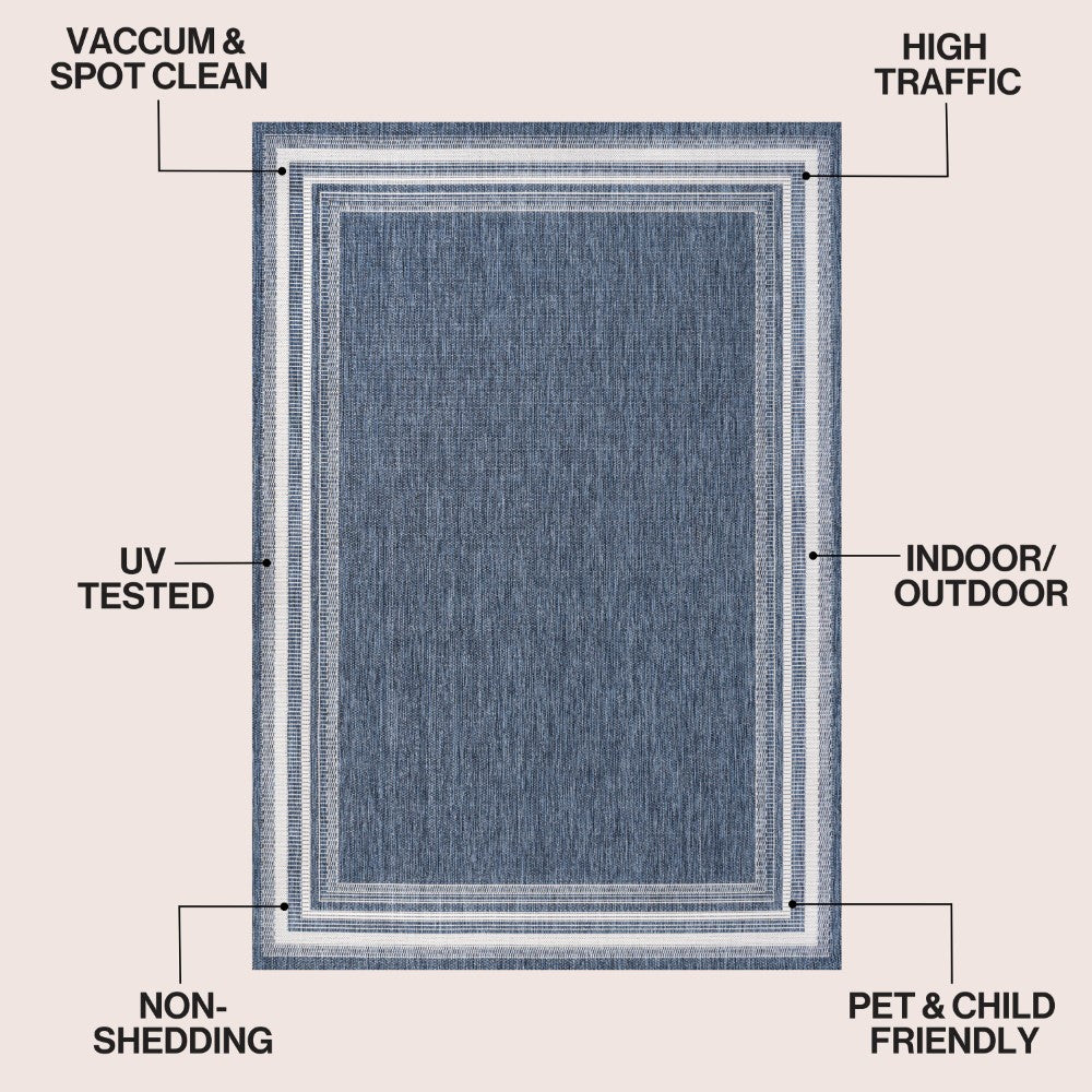 Barclay Traditional Casual Pinstripe Border Indoor/Outdoor Area Rug