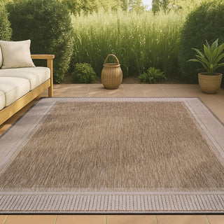 Couristan Coastal Casual Wide Stripe Border Indoor/Outdoor Area Rug