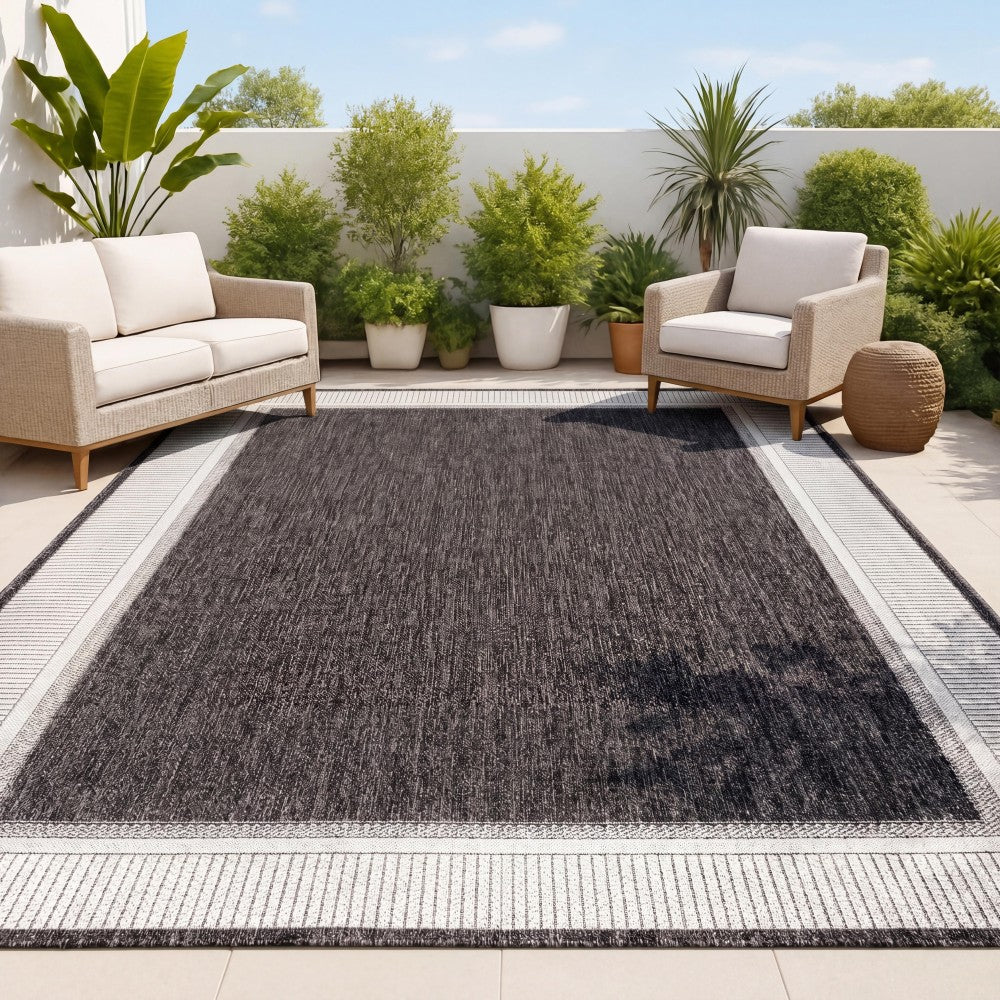 Couristan Coastal Casual Wide Stripe Border Indoor/Outdoor Area Rug