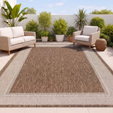 Couristan Coastal Casual Wide Stripe Border Indoor/Outdoor Area Rug
