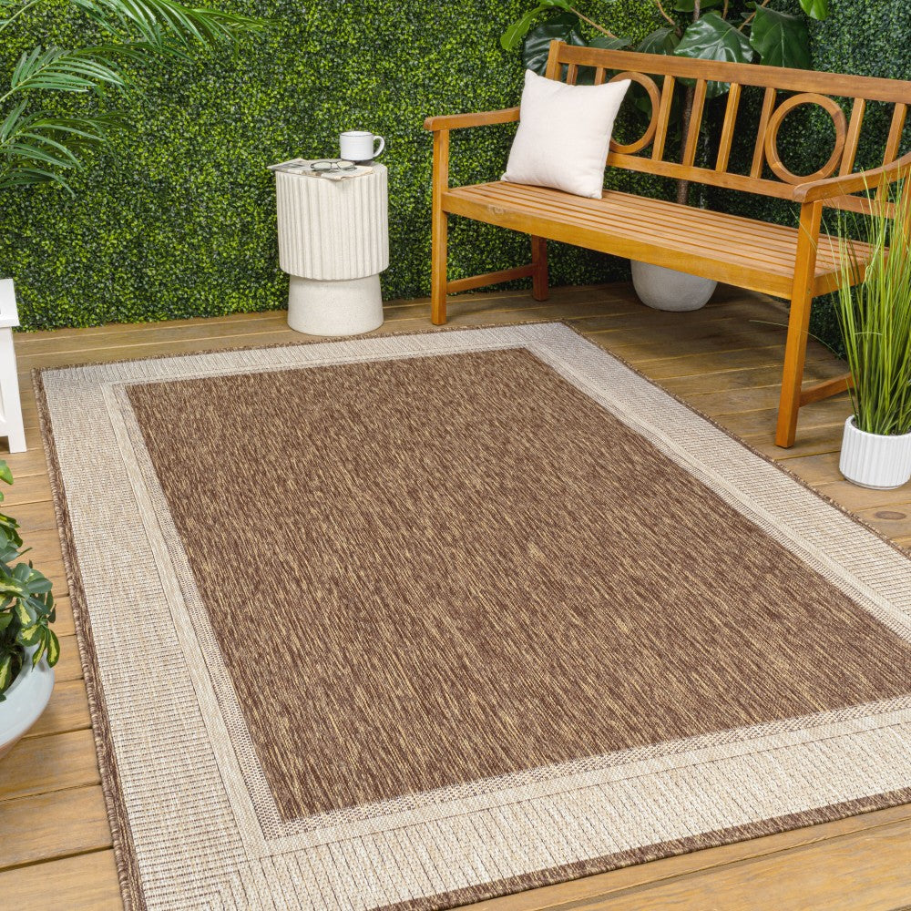 Couristan Coastal Casual Wide Stripe Border Indoor/Outdoor Area Rug