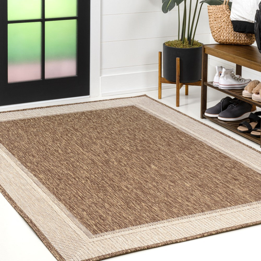 Couristan Coastal Casual Wide Stripe Border Indoor/Outdoor Area Rug