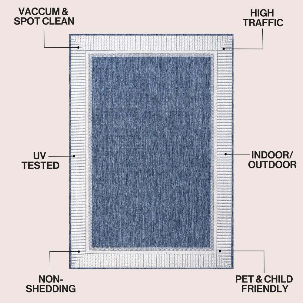 Couristan Coastal Casual Wide Stripe Border Indoor/Outdoor Area Rug