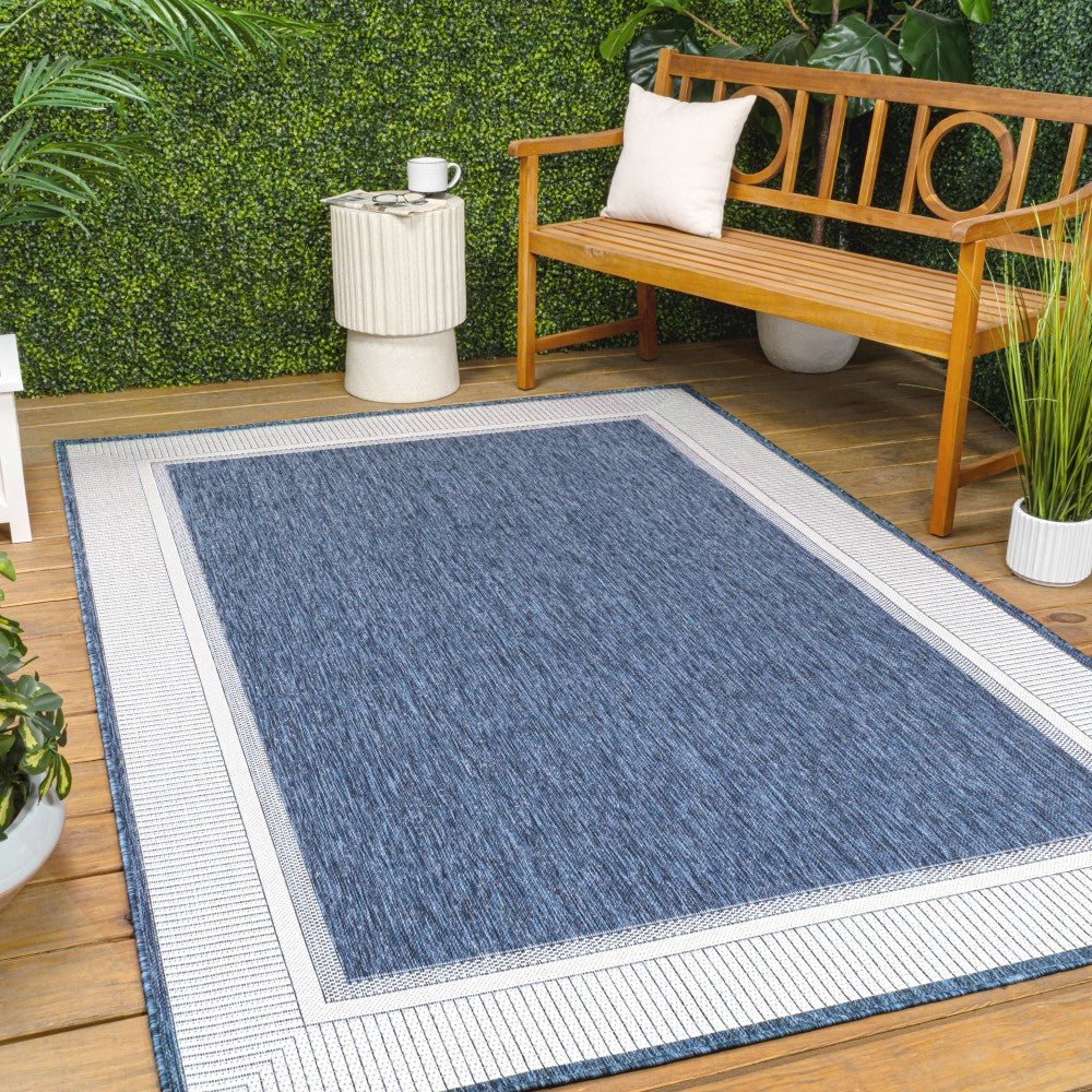 Couristan Coastal Casual Wide Stripe Border Indoor/Outdoor Area Rug