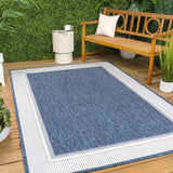 Couristan Coastal Casual Wide Stripe Border Indoor/Outdoor Area Rug