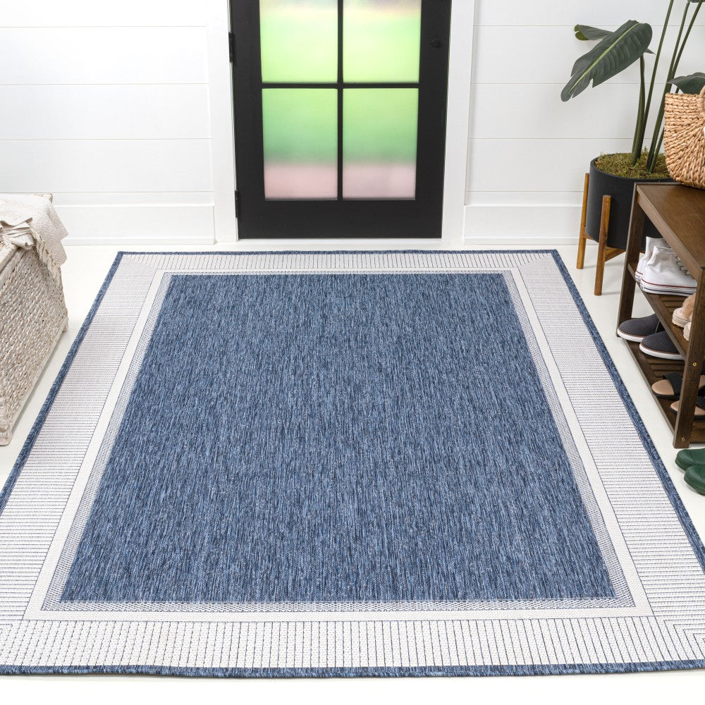Couristan Coastal Casual Wide Stripe Border Indoor/Outdoor Area Rug