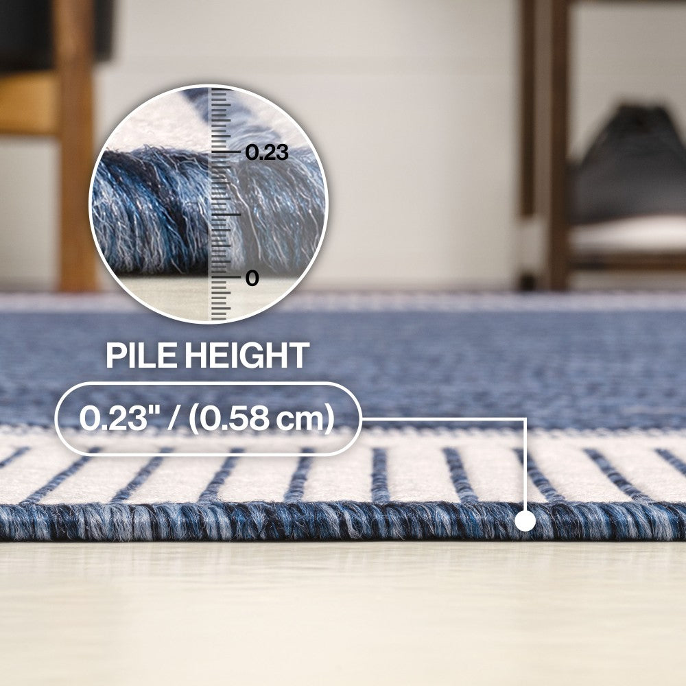 Couristan Coastal Casual Wide Stripe Border Indoor/Outdoor Area Rug