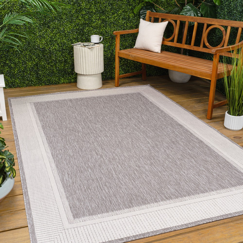 Couristan Coastal Casual Wide Stripe Border Indoor/Outdoor Area Rug