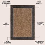 Couristan Coastal Casual Wide Stripe Border Indoor/Outdoor Area Rug