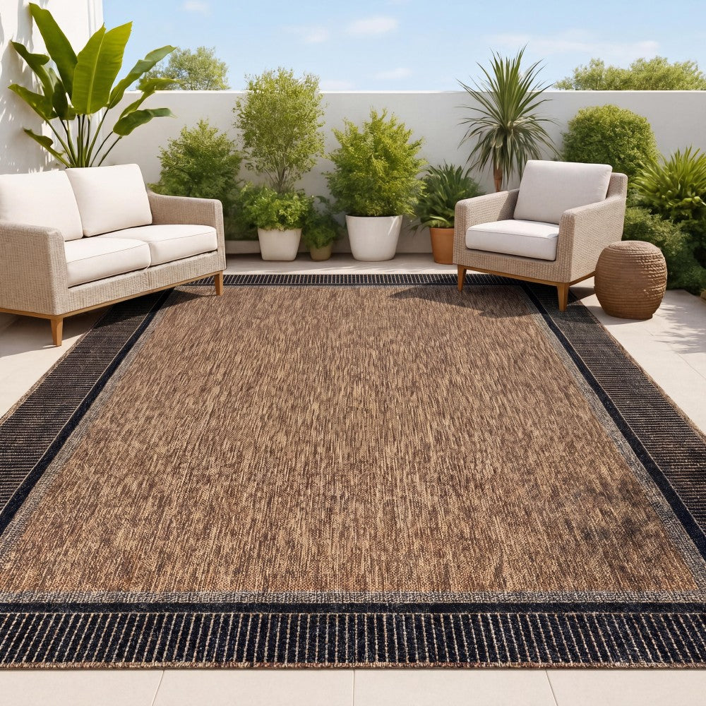 Couristan Coastal Casual Wide Stripe Border Indoor/Outdoor Area Rug