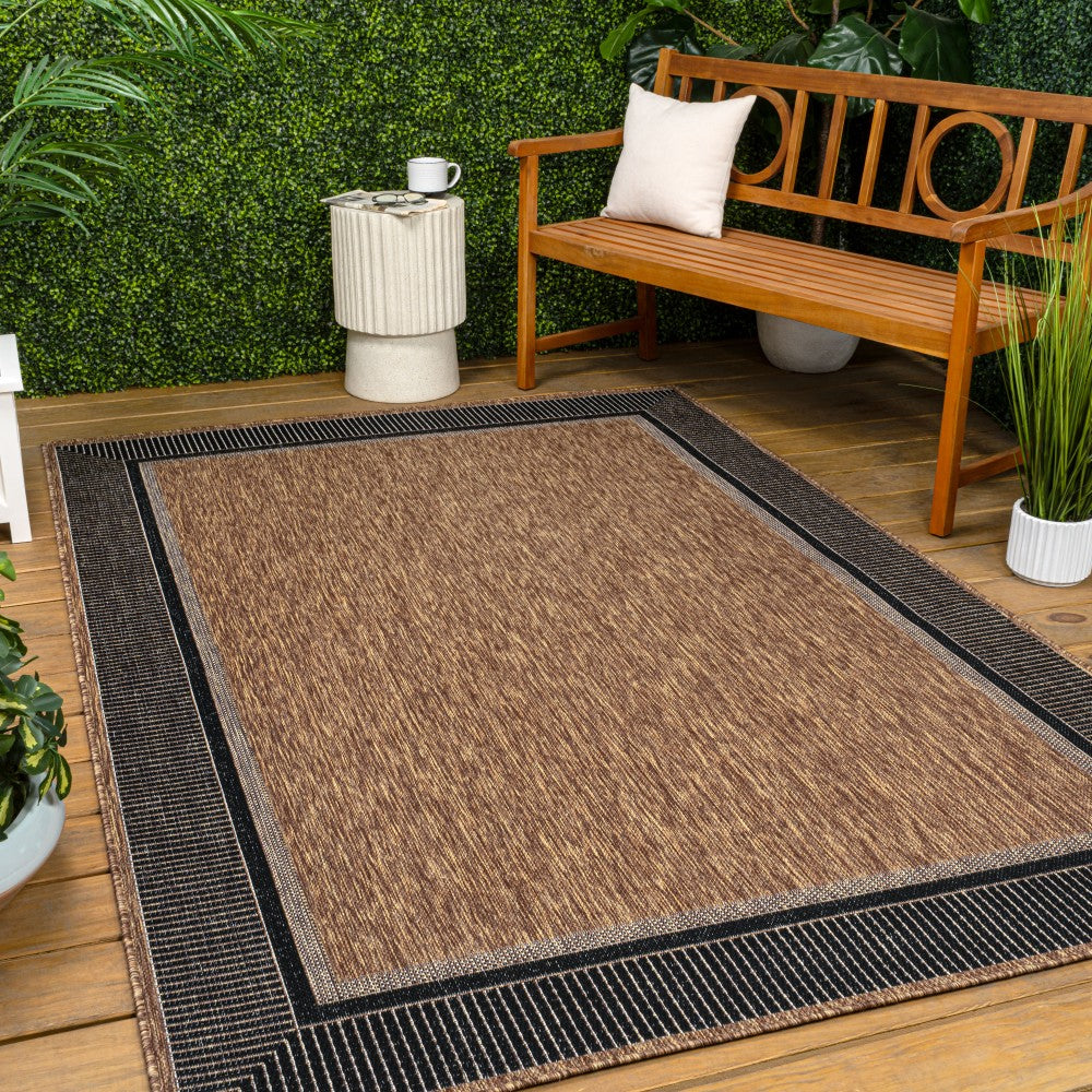 Couristan Coastal Casual Wide Stripe Border Indoor/Outdoor Area Rug